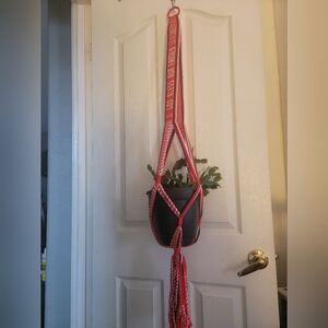 Red Macrame Plant Hanger